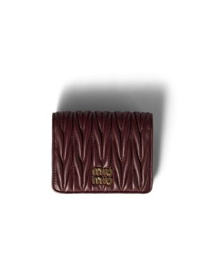 Miu Miu Small Matelassé Nappa Leather Wallet - Brown