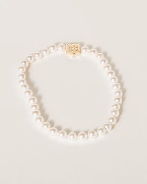 Miu Miu Metal Necklace With Synthetic Pearls - Natural