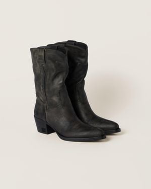Miu Miu Leather Boots - Black