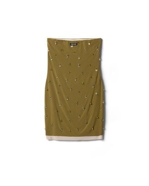Miu Miu Embroidered Stretch Georgette Mini-Dress - Green