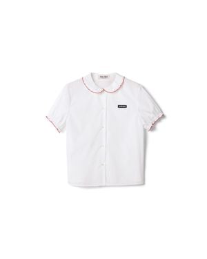 Miu Miu Embroidered Poplin Shirt - White