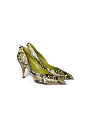 Miu Miu Python-Print Ayers Leather Pumps - Green