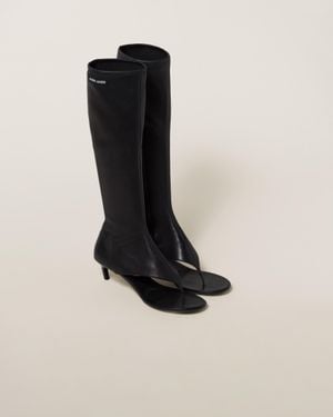 Miu Miu Stretch Nappa Leather Thong Boots - Black
