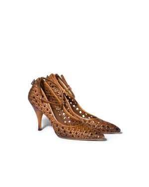 Miu Miu Woven Leather Pumps - Brown