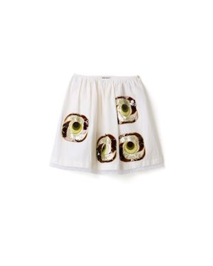 Miu Miu Embroidered Poplin Skirt - White