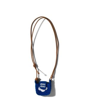 Miu Miu Crochet Earbud Pouch - Blue