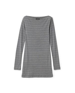Miu Miu Striped Jersey Mini-Dress - Gray