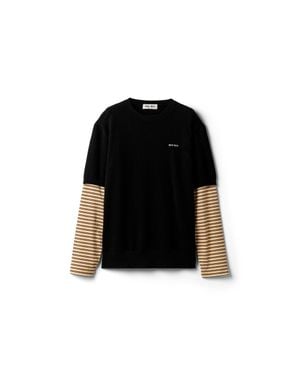 Miu Miu Cashmere And Jersey Jumper - Black
