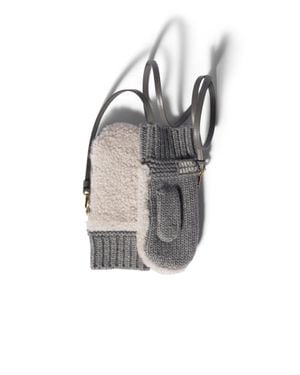 Miu Miu Wool, Cashmere And Shearling Mittens - Grey