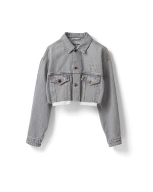 Miu Miu Denim Blouson Jacket - Grey