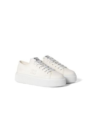 Miu Miu Denim Trainers With Logo, Size 40 - White