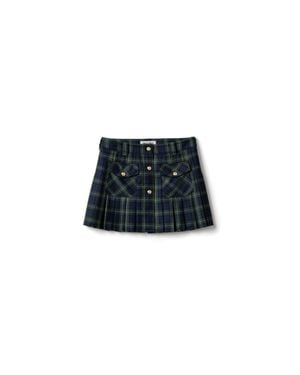 Miu Miu Pleated Tartan Miniskirt - Black