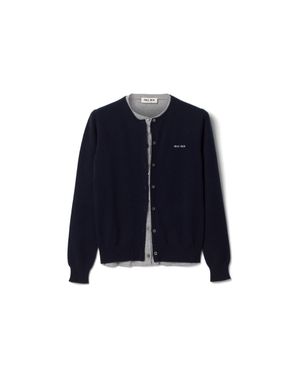 Miu Miu Cashmere And Jersey Cardigan - Blue