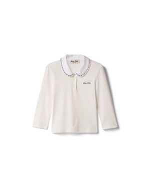 Miu Miu Ribbed Knit Top - White
