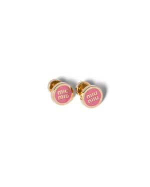 Miu Miu Enamelled Metal Earrings - Pink