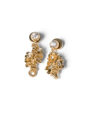 Miu Miu Metal Earrings With Crystals - Metallic