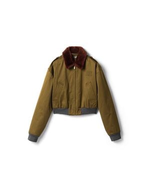 Miu Miu Cotton Satin Bomber Jacket - Green