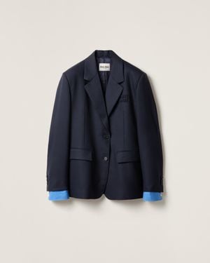 Miu Miu Pinstriped Single Breasted Blazer - Blue