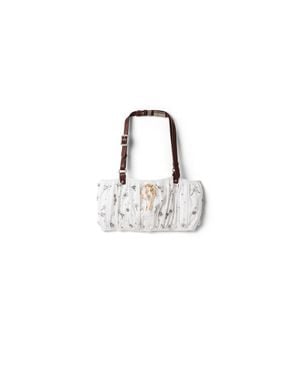 Miu Miu Embroidered Poplin And Chino Bandeau Top - White
