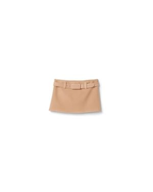 Miu Miu Waxed Double Wool Miniskirt - White