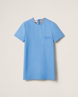 Miu Miu Poplin Jersey Patch Pocket Mini Dress - Blue