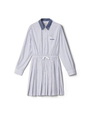 Miu Miu Striped Poplin Dress - Blue