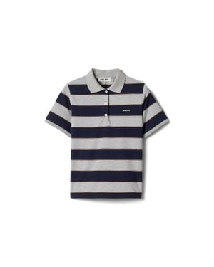 Miu Miu Striped Jersey Polo Shirt - Blue