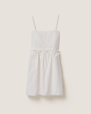 Miu Miu Buttoned Cotton-Linen Mini Dress - White
