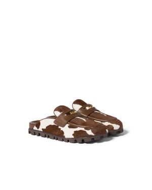 Miu Miu Printed Leather Mule - Brown