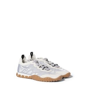 Miu Miu Tyre Technical Fabric And Suede Trainers - White