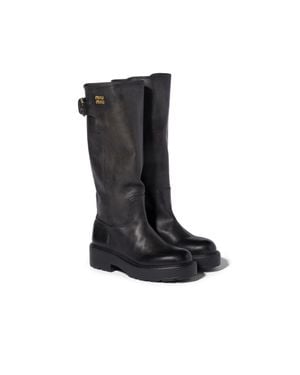 Miu Miu Leather Boots - Black