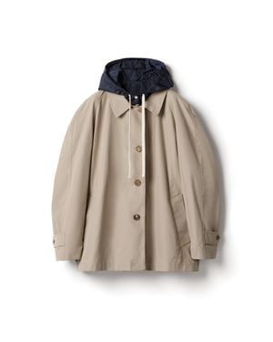 Miu Miu Panama Cotton And Technical Pongé Blouson Jacket - Natural