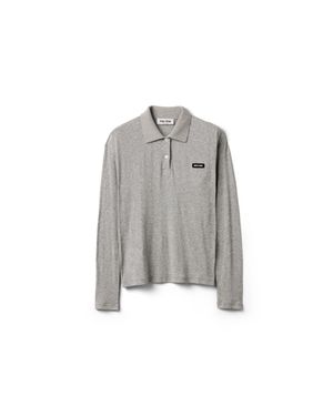 Miu Miu Ribbed Jersey Polo Shirt in White | Lyst