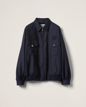 Miu Miu Batavia Wool Bomber Jacket - Blue