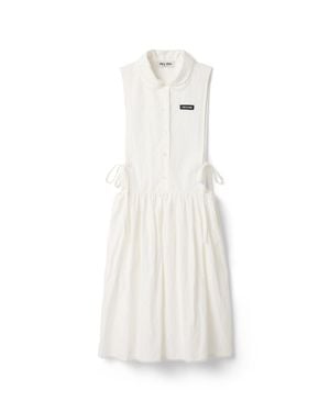 Miu Miu Slubbed Poplin Dress - White