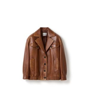 Miu Miu Nappa Leather Jacket - Brown
