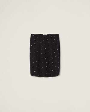 Miu Miu Embroidered Chiffon Skirt - Black