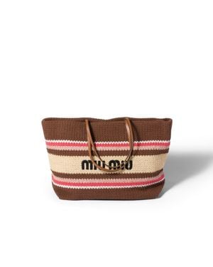 Miu Miu Raffia-Effect Woven Tote Bag - Multicolour