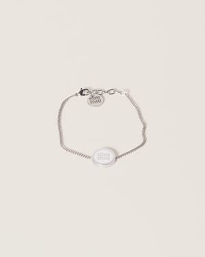 Miu Miu Enameled Metal Bracelet - White