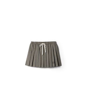Miu Miu Pleated Checked Flannel Miniskirt - Gray