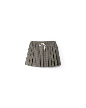 Miu Miu Pleated Checked Flannel Miniskirt - Gray