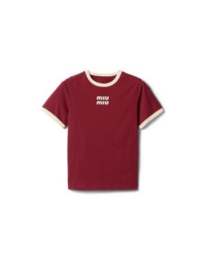 Miu Miu Cotton Jersey T-Shirt - Red