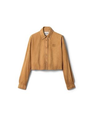 Miu Miu Waxed Suede Shirt - Natural