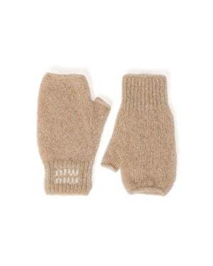 Miu Miu Wool And Mohair Gloves in Brown | Lyst