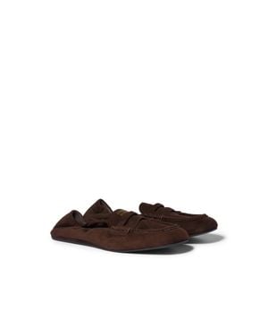 Miu Miu Ruches Suede Loafers - Brown