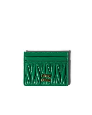 Miu Miu Matelassé Nappa Leather Card Holder - Green