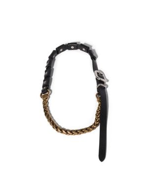 Miu Miu Metal And Leather Necklace - Black