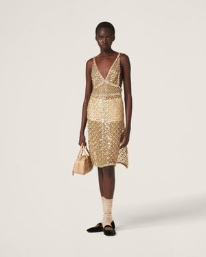 ワンピース MiuMiu Mohair canvas dress Miu Miu Mohair Canvas Dress in Natural | Lyst