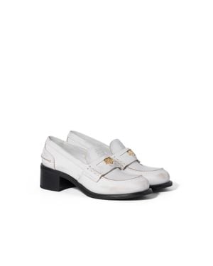 Miu Miu Decò Calf Leather Loafers - White