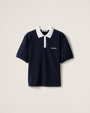 Miu Miu Cotton Piqué Polo Shirt - Blue
